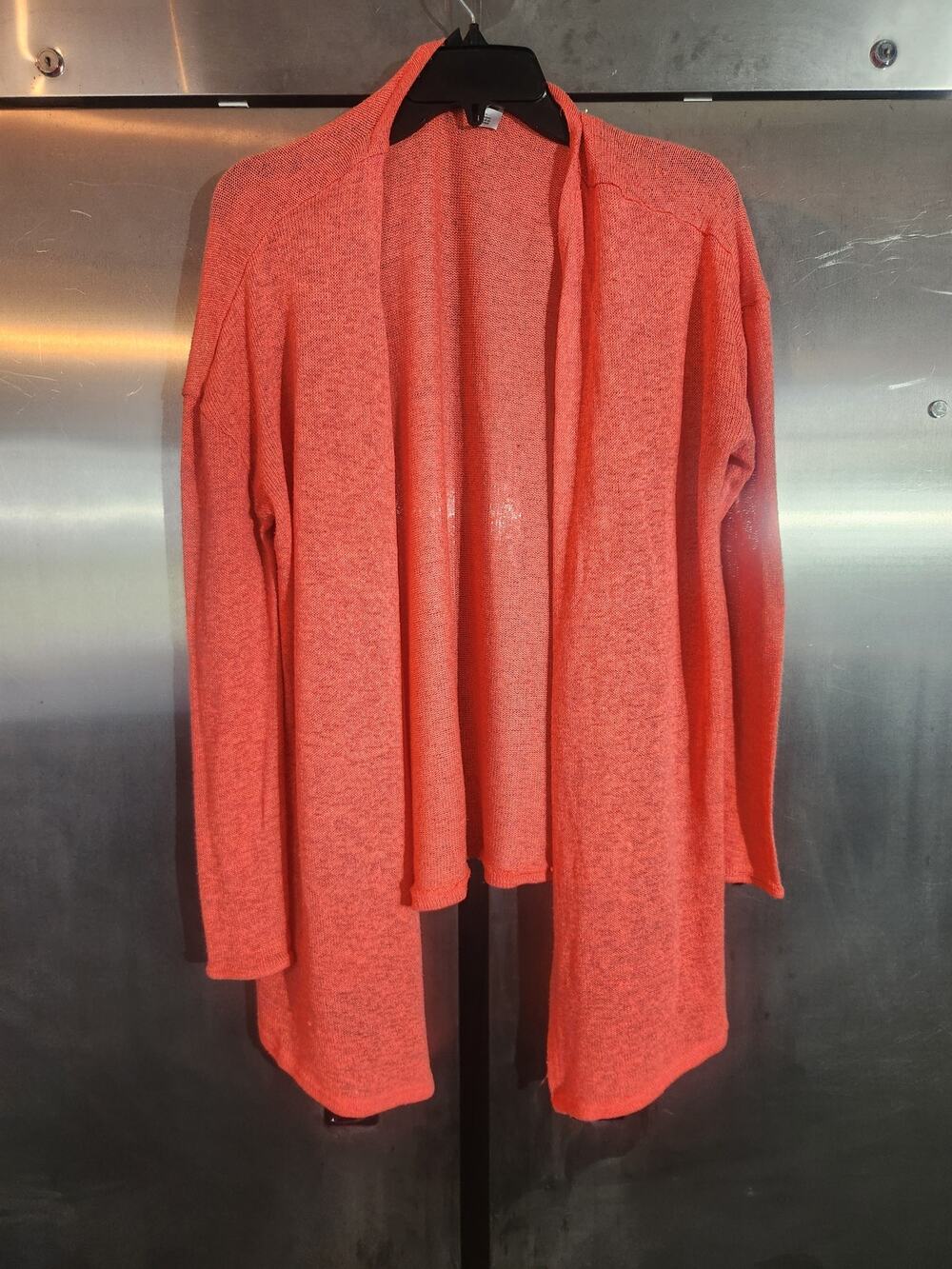 Divided Coral Open Front Longline Cardigan Size L